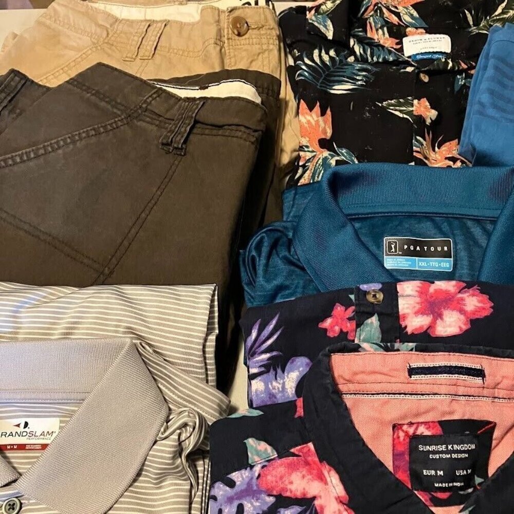 5 lb Reseller Men's Lot Short Sleeve Shirts And Shorts Assorted Sizes And Brands